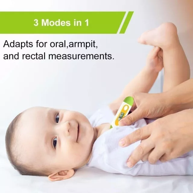 Digitales Thermometer Medizinisches LCD akustischer Alarm Baby Erwachsene Mund Ohr Körper Arm Fieber 3