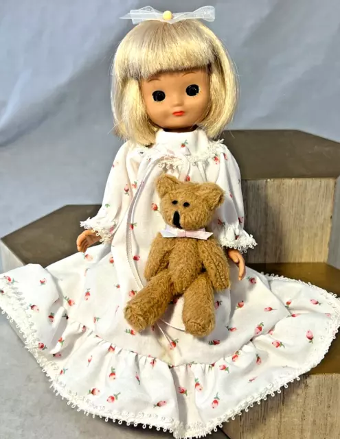 Tonner Introducing Betsy McCall Blonde 8" Doll Blue Eyes W/ Night Dress & Bear