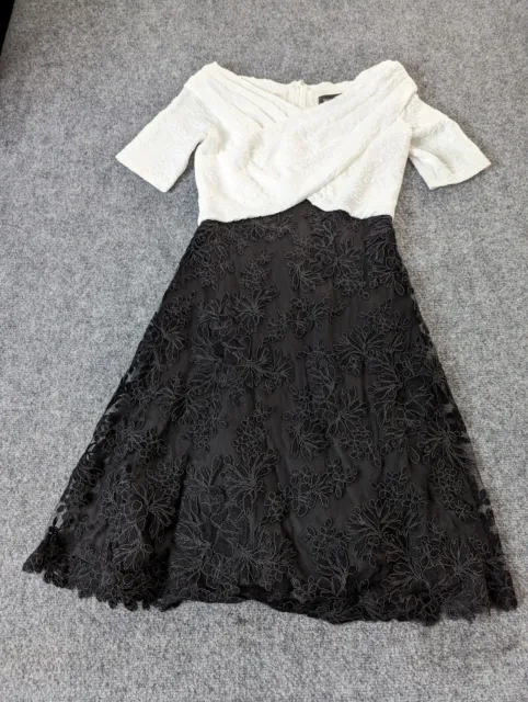 Tadashi Shoji Off the Shoulder Dress Lace Maxi Wedding   Black & White Size 4