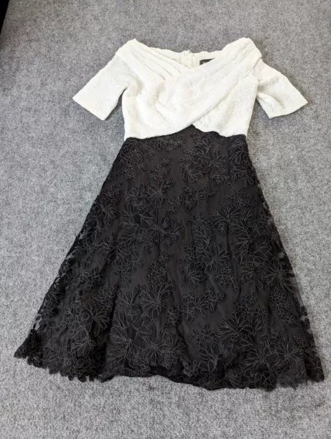 Tadashi Shoji Off the Shoulder Dress Lace Maxi Wedding Black & White Size 4 Tadashi Shoji Off the Shoulder Dress Lace Maxi Wedding Black & White Size 4