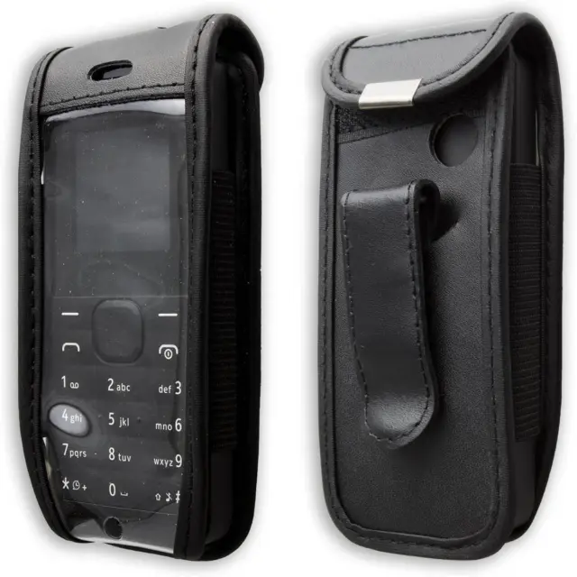 caseroxx Borsa in pelle con clip da cintura per Nokia 105 in nero fatto di vera 2