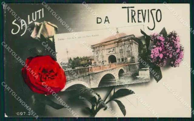 Treviso City Saluti da Porta San Tomaso Photo Postcard KF1197