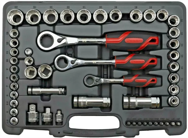 Welzh Werkzeug Socket Set Multi Fit Go Through 1/4" 3/8" 1/2" 72 Tooth Ratchets