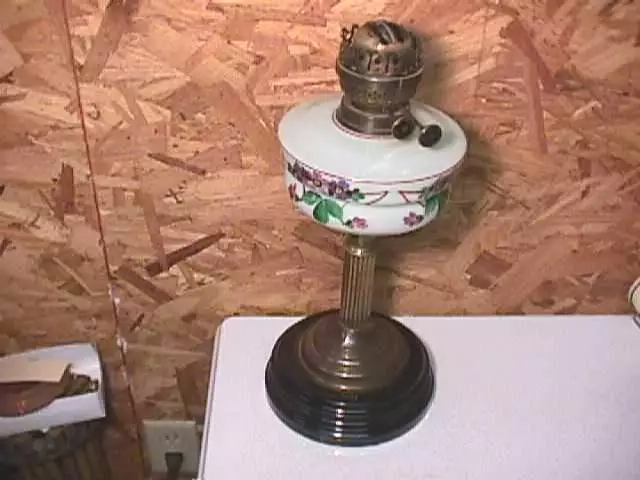 Victorian Floral Glass Oil Banquet Lamp- British