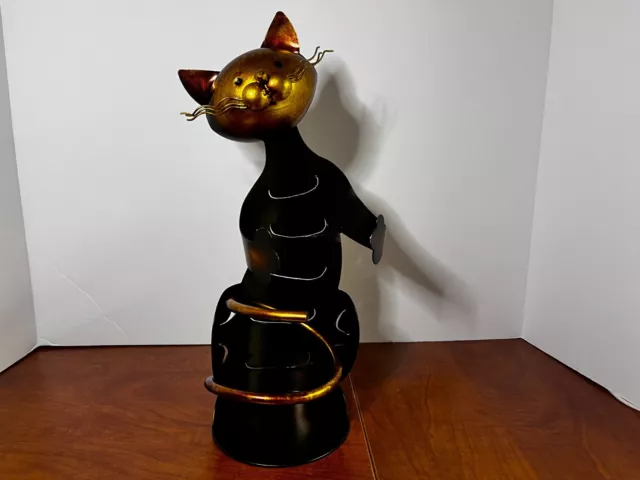 Kavolet Cat Wine Bottle Holder Table Top Decor Metal Sculpture Wine Stand