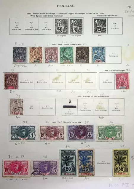 SENEGAL: 1892-1918 Examples - Ex-Old Time Collection - 2 Sides Page (56883)
