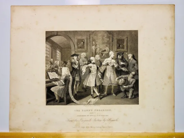 Les Professeurs De Progrès Rakes 1833 William Hogarth Gravure Sur Acier...