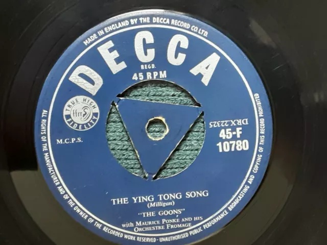 The Goons The Ying Tong Song Decca Tri Centre From - 1956 - Very Rare