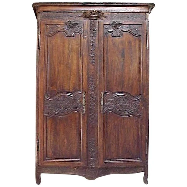 18th Century French Country Highly Carved Walnut Wedding Armoire 50% Off. Sale