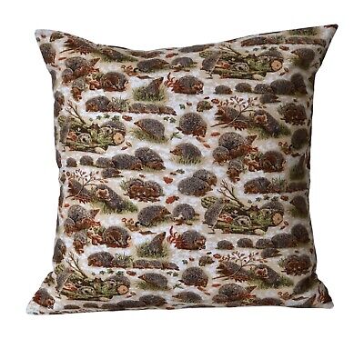 Hedgehogs Brown Cream Green Novelty Cushion Cover 16” 18”