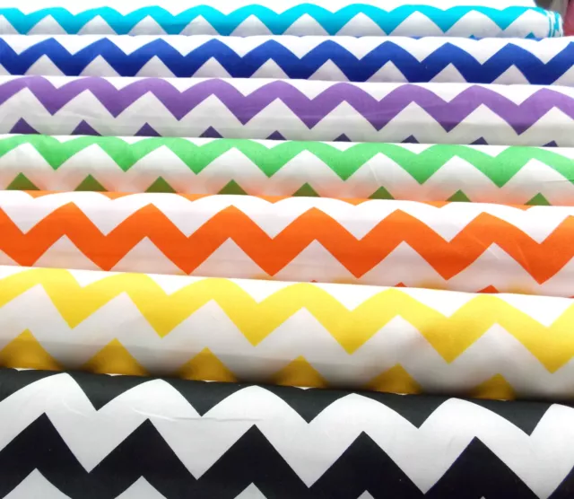 PATCHWORK NEW Fabric CHEVRON 100% Cotton Dressmaking Quilting Material Plain Sew