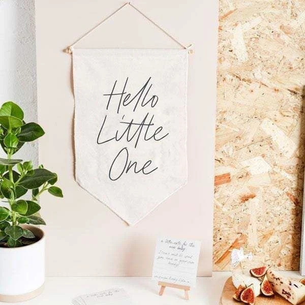 Letrero y tarjetas de baby shower de Hello Little One libro de invitados alternativo baby shower
