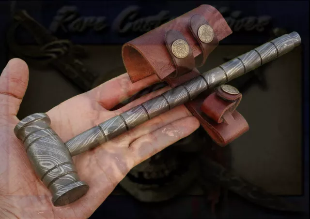 Custom Handmade Hand Forged Damascus Steel Head Full Tang Hunting Hammer,Hammer