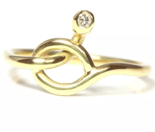 ♦♦ Ring in 14 kt 14k 585 er Gelb Gold mit Solitär Brillant Brillanten Diamant