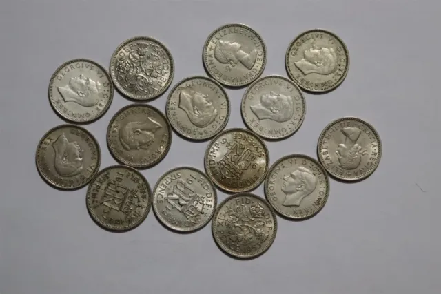 🧭 🇬🇧 Uk Gb 6 Pence Collection Mostly Silver B53 #394 Wz10