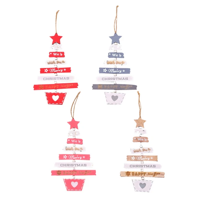 4 Pcs Xmas Hanging Wood Tree Christmas Ornaments Nativity Decor Decorations