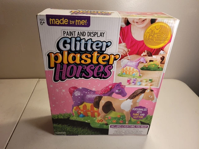 Kit de actividades para caballos de cerámica de pintura y exhibición de brillo hecho por mí para niños