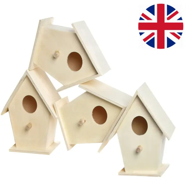 Baker Ross Mini Wooden Birdhouses (Box of 4) For Kids to Decorate UK