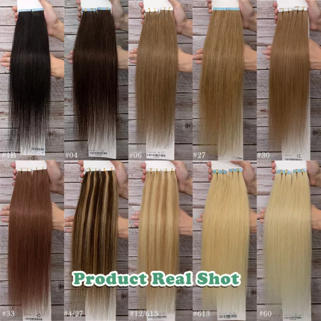 Invisible Tape In 100% Human Hair Extensions Skin Wefts Double-sided Glue On UK 3