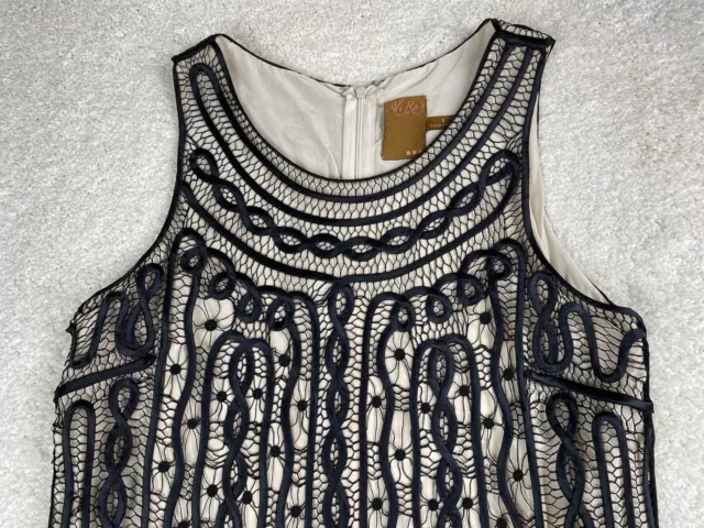 Anthropologie Ali Ro Dress 4 Crochet Lace Ribbon Sleeveless Black Swirl Shift 2