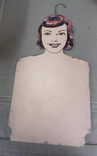 Vintage 1950s Mannequin Girl Clothing Advertising Store Sign Display Hanger C