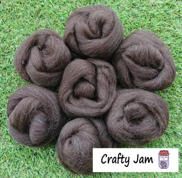 Needle/Wet Felting Natural Dark Brown Wool/Roving, 3D Projects + Spinning 46.6g