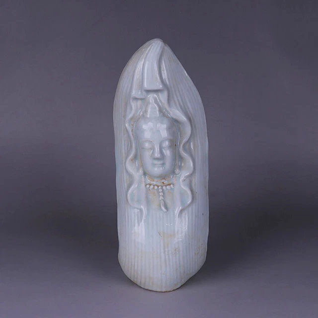 Chinese Porcelain Song Dynasty Hutian Kiln Azure Glaze Buddha's Head Statues 9.2
