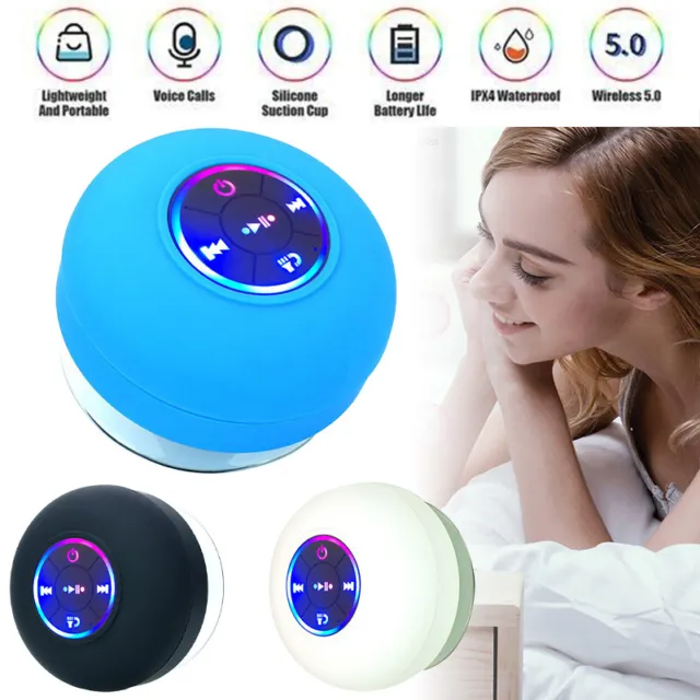 Tragbarer LED Wasserdicht Wireless Bluetooth Lautsprecher Subwoofer für Dusche,