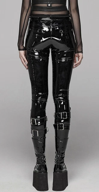 Pantalon slim zippé vinyle cuir vernis gothique punk cyber fétiche sexy PunkRave 6