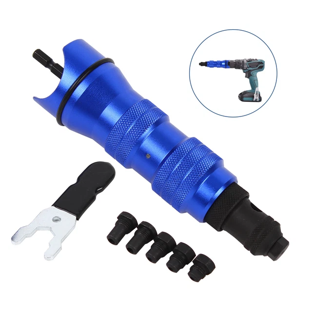 Blind Rivet Gun Adapter For Drill Electric Nut Riveting Insert Set 2.4-6.4mm New