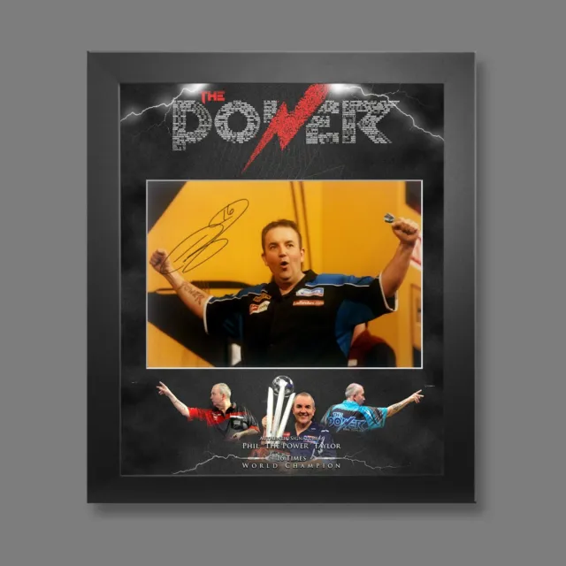 Phil Taylor Signed 12x16 Darts Photograph Framed In A Picture Mount Display