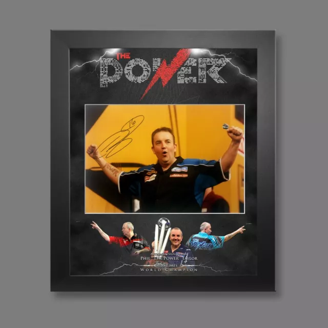 Phil Taylor Signed 12x16 Darts Photograph Framed In A Picture Mount Display