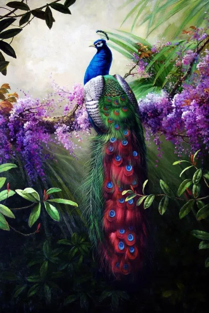 LMOP255 wall decor art charm 100% hand-painted peacock OIL PAINTING on CANVAS