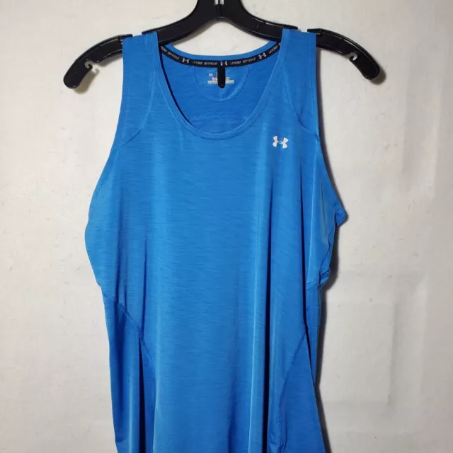 Under Armour Tank Top Women's Large Blue Sleeveless Heatgear