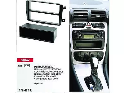 CARAV MERC-BENZ DOUBLE DIN FACIA W/POCKET Installation Kit Car Audio (11-010)