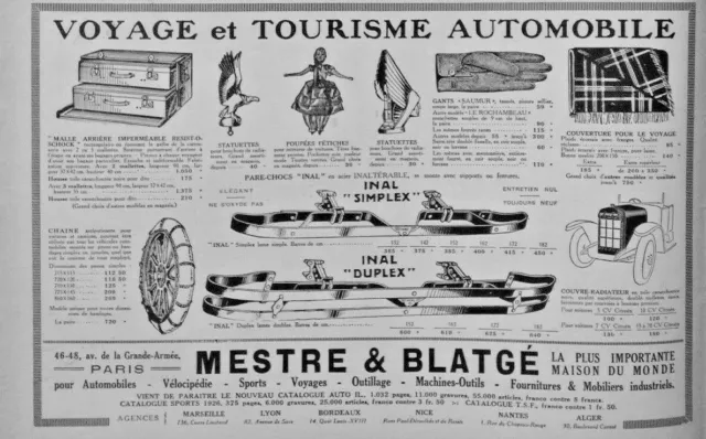 Publicité Presse 1926 Voyage Et Tourisme Automobile Malle Statuette Poupée Inal
