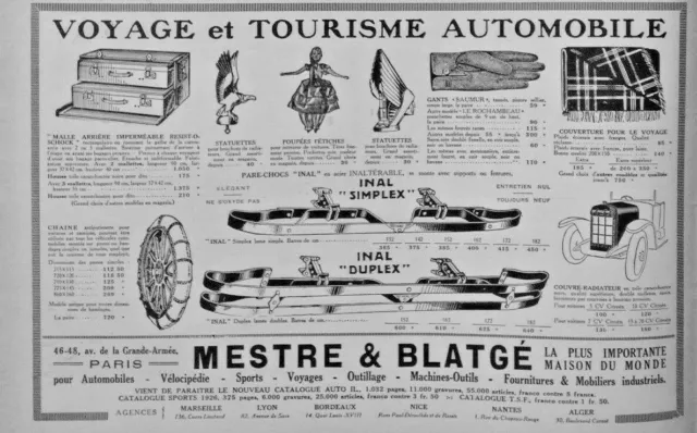 Publicité Presse 1926 Voyage Et Tourisme Automobile Malle Statuette Poupée Inal
