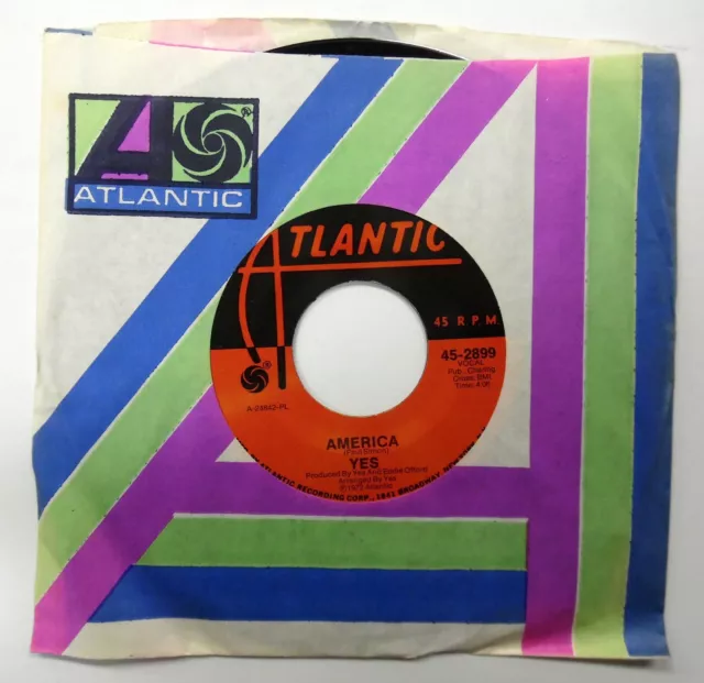 YES 7" America/Total Mass Retain ATLANTIC 1972 COMO NUEVO - Rock progresivo