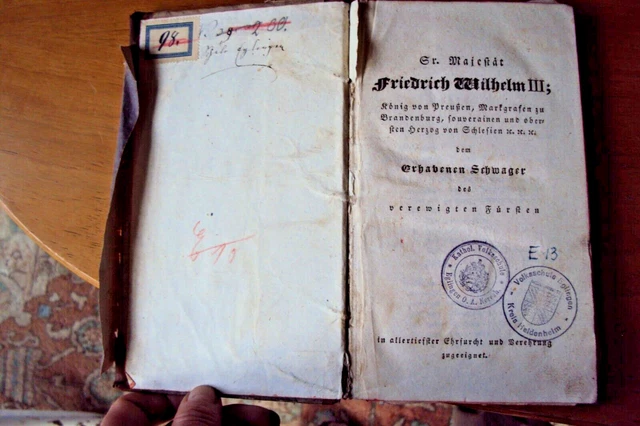 Buch um 1830 Sr.Majestät Friedrich Wilhelm III Ledereinband Handgesch. Papier