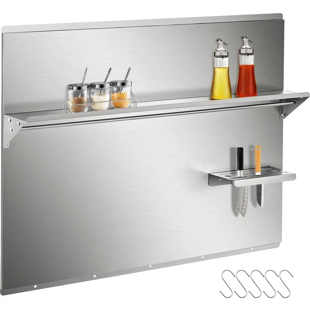 VEVOR Backsplash with Shelf Stainless Steel Kitchen Range Hood Wall Tile Shield