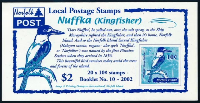 2002 Norfolk Island Nuffka Sacred Kingfisher Local Post Booklet