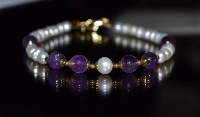 Bracelet Femme En Pierres Naturelles - Jade Chinoise, Turquoise Et Perles De Rivière Blanches - Fermoir Mousqueton - Fait Main