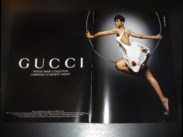 GUCCI 2-Page PRINT AD 2008 RIHANNA tattoo heart collection LEGS ANKLE FOOT