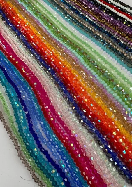 4mm glass crystal faceted bicone beads approx 100 beads - pick your own colour