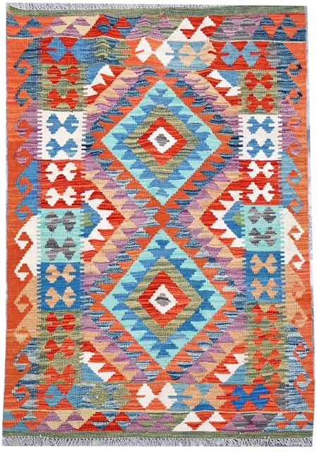 Large Afghan Kilim Rug Carpet Hand Woven Wool Kelim 167x100 cm 5.3x3.2 Ft