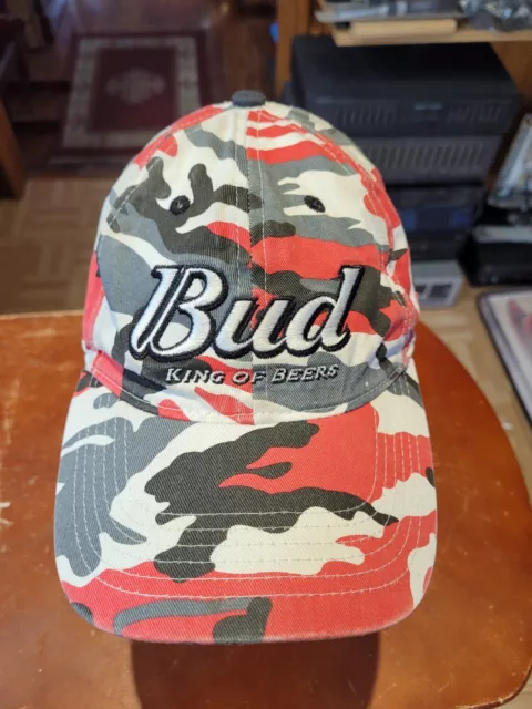 Dale Earnhardt Jr Bud King of Beers Cap Hat Chase Red Camo #8 Strapback Nascar