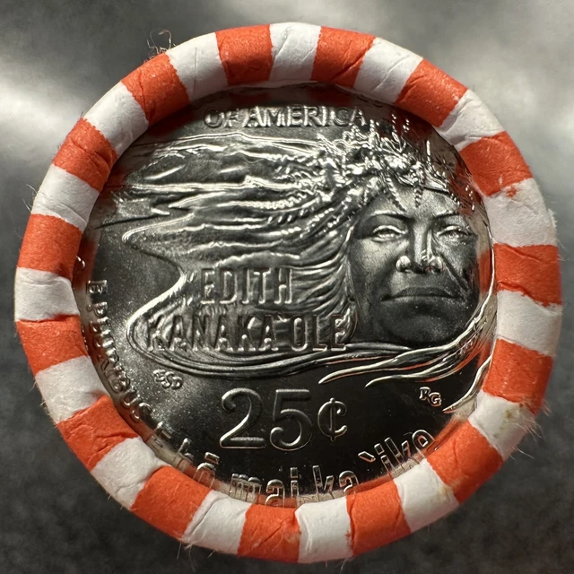 2023-P Uncirculated Edith Kanaka’ole Quarter Roll - Bank Rolled & Unopened