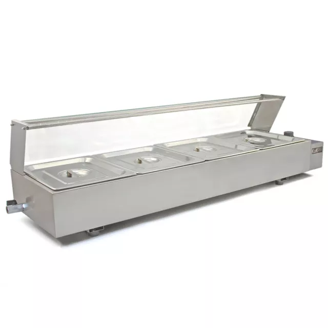 Bain Marie Electric Food Warmer 4 Pan Pot Gastronorm Commercial Wet Well Display