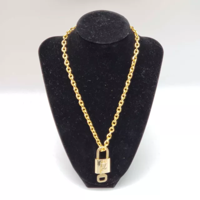 100% Auth Louis Vuitton Lock & Key w/ 18k Gold Plated Chain Necklace