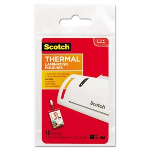 Scotch ID badge size thermal laminating pouches, 5 mil, 10 Pouches (MMMTP585210)
